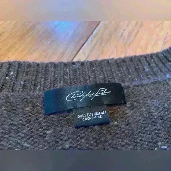 Christopher Fischer Brown/Black V-Neck Cashmere Sweater Womens Size Large? READ - Picture 3 of 11